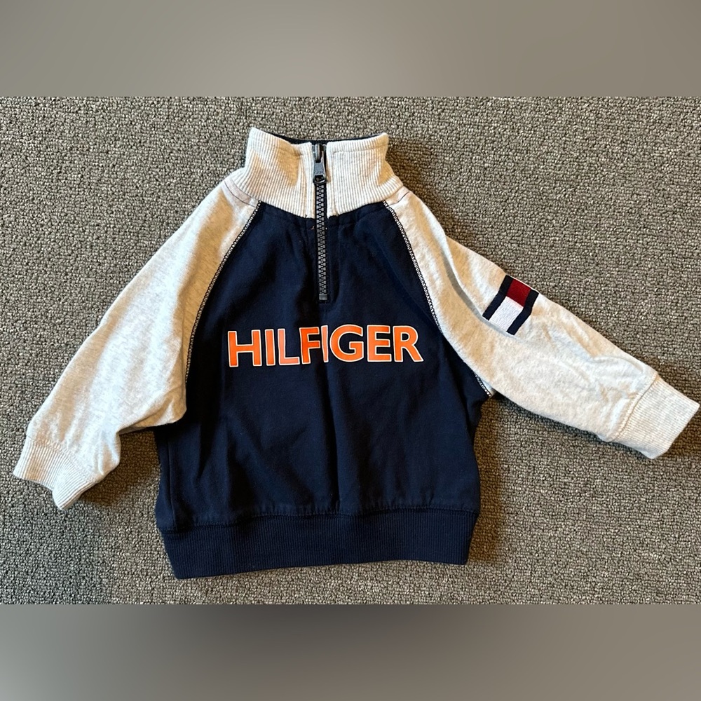 Tommy Hilfiger Navy and Gray Kids Half-Zip Sweatshirt